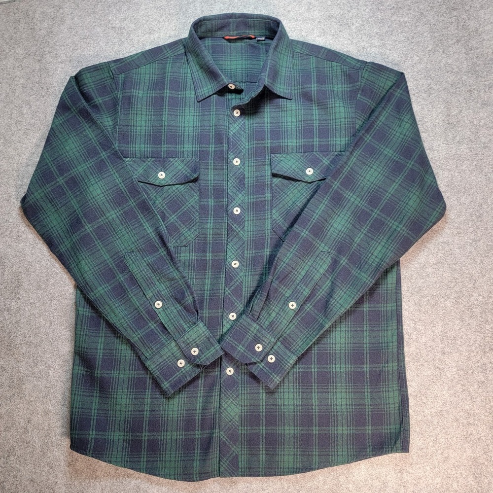 Design In Italy Flannel Shirt Long Sleeved Green Cabin Core Lumberjack Brand LG